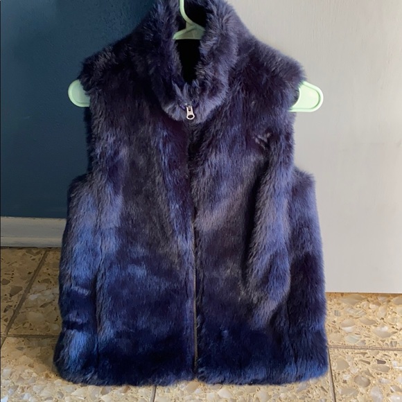 J. Crew — Navy blue faux fur vest! - Picture 3 of 11